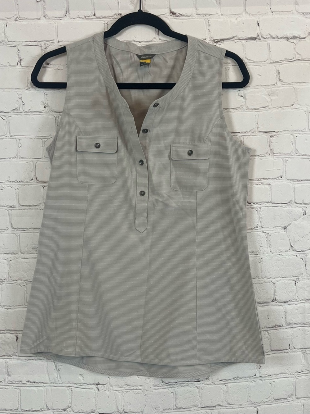 Eddie Bauer Sleeveless Henley Tank - Light Gray